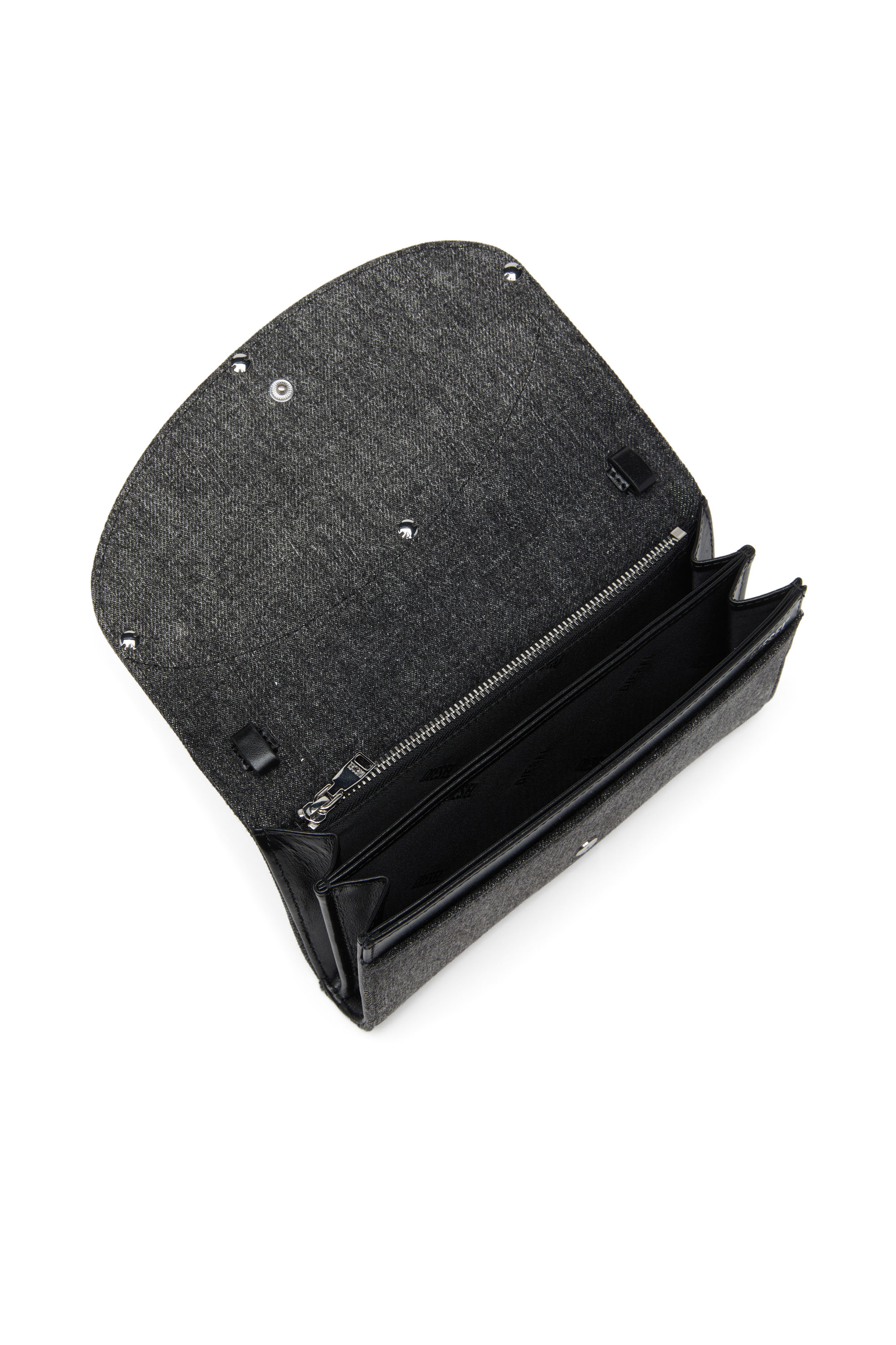 Diesel - 1DR WALLET STRAP, Woman's Wallet purse in crystal denim in Black - 3